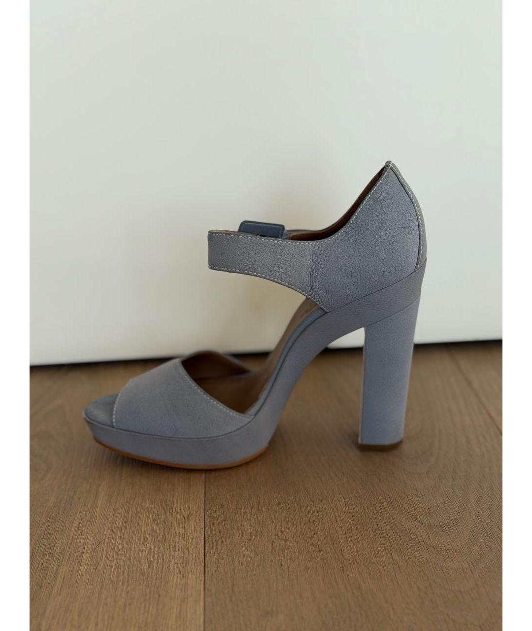 HERMES Серые кожаные босоножки, фото 4