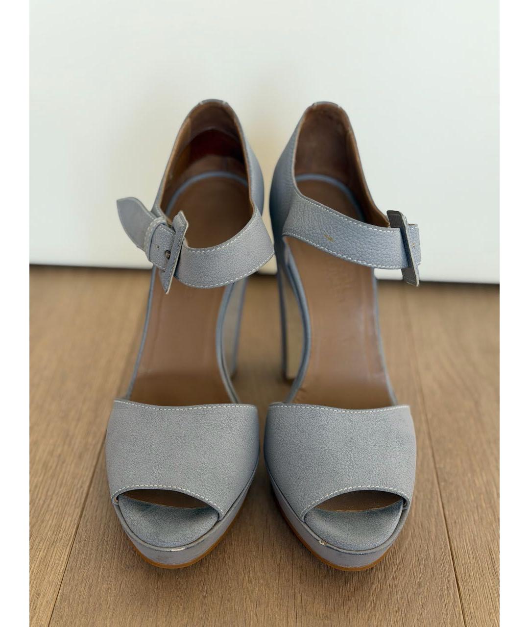 HERMES Серые кожаные босоножки, фото 2