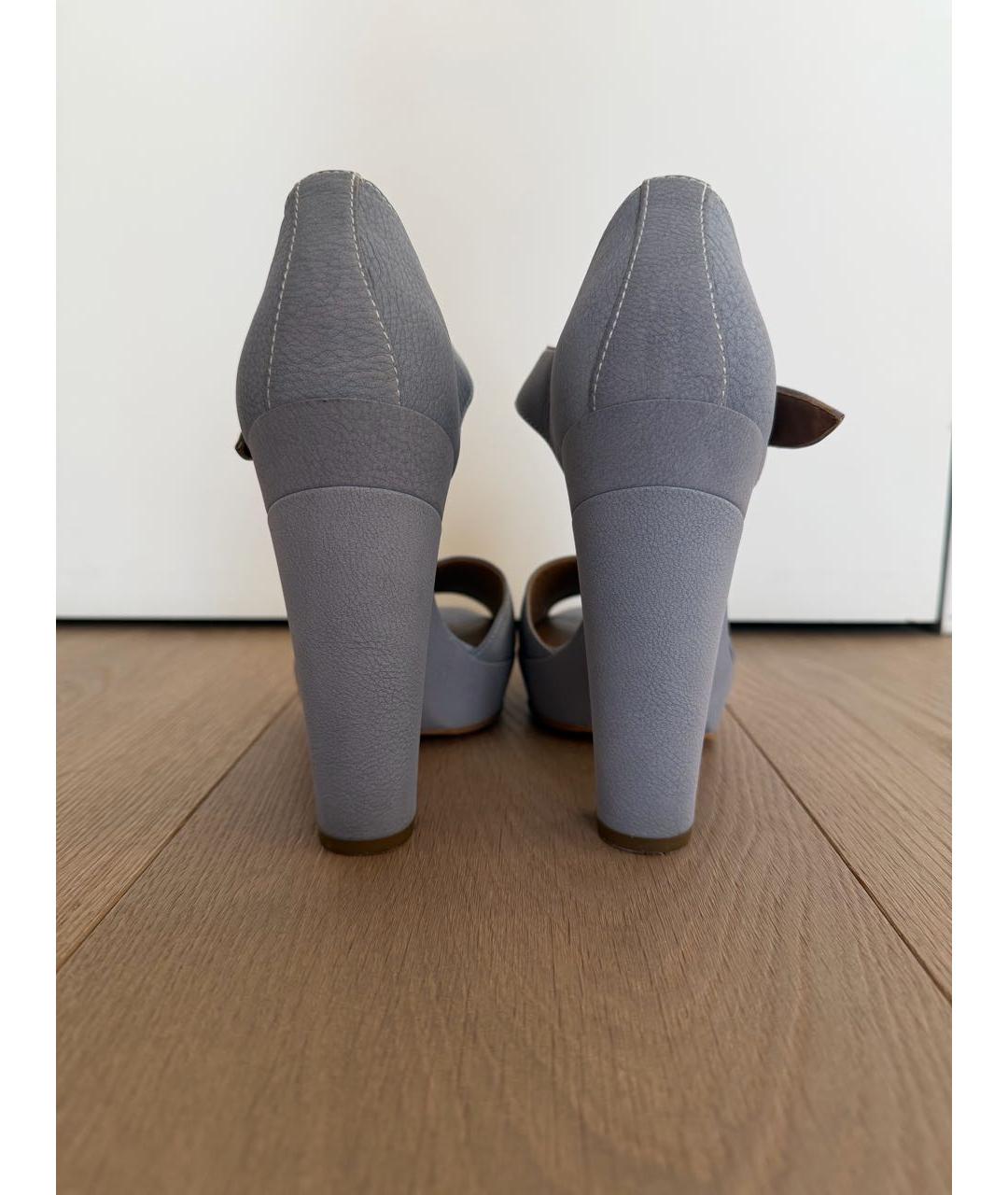HERMES Серые кожаные босоножки, фото 3