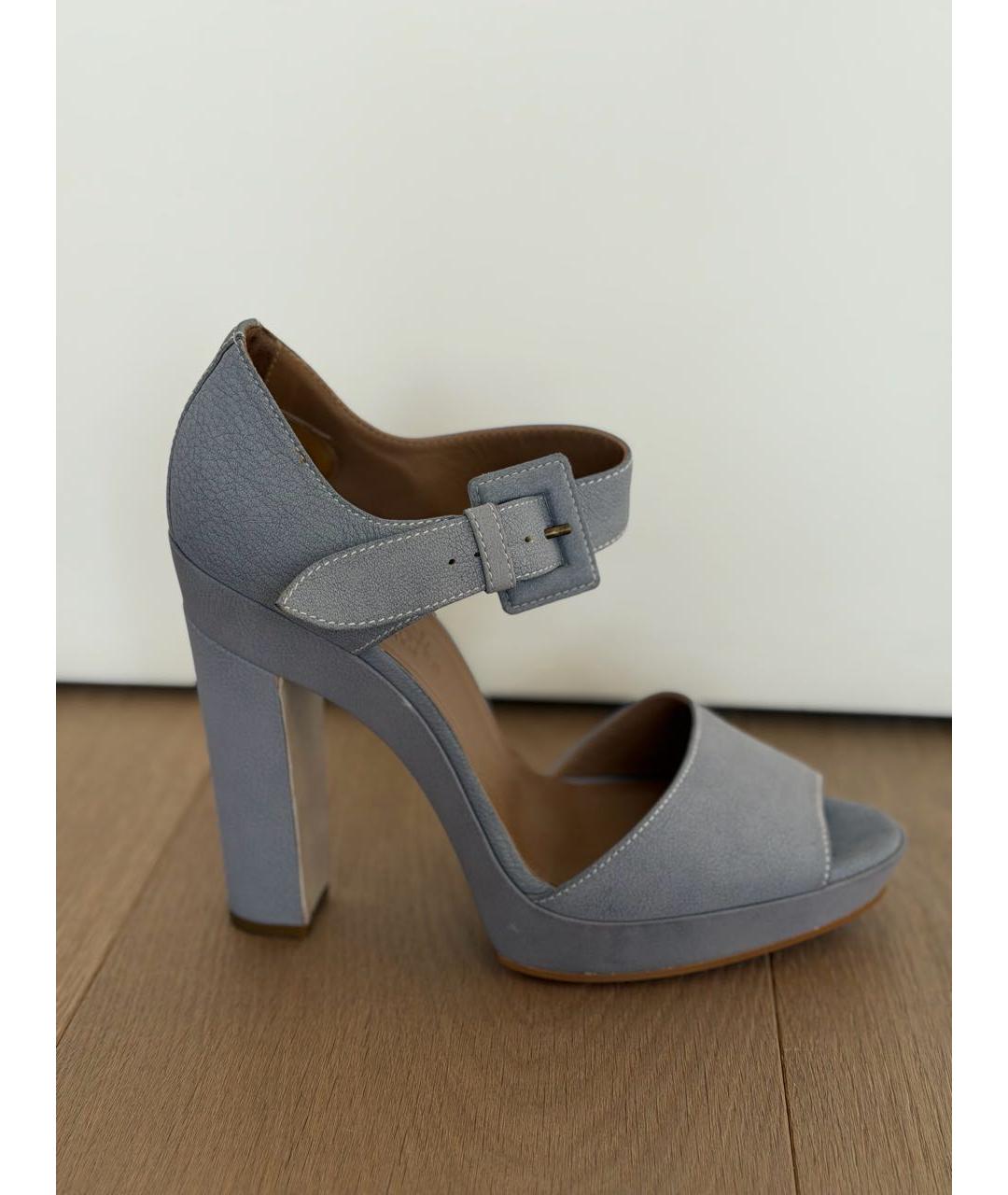 HERMES Серые кожаные босоножки, фото 9