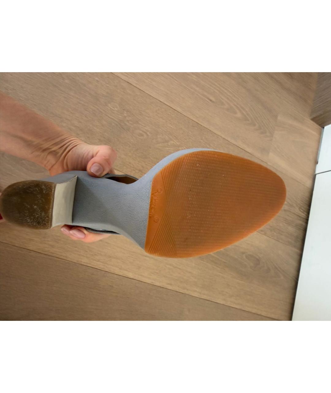 HERMES Серые кожаные босоножки, фото 6