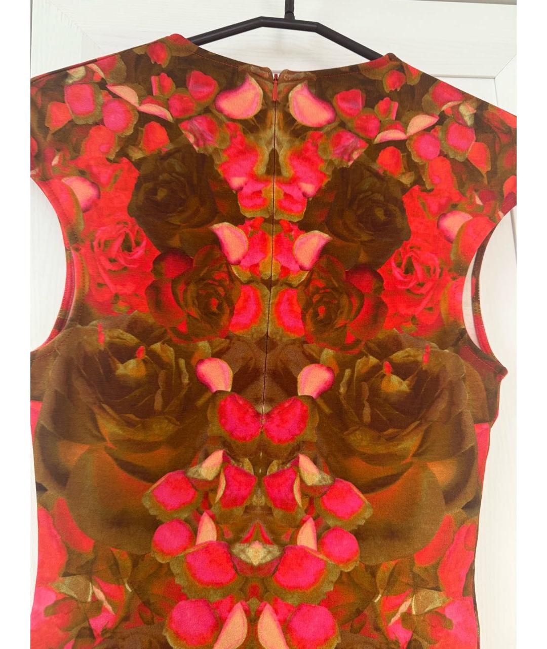 ALEXANDER MCQUEEN Красное вискозное повседневное платье, фото 5