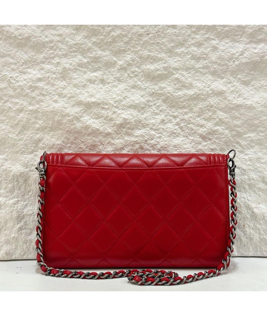 CHANEL Красная кожаная сумка через плечо, фото 5