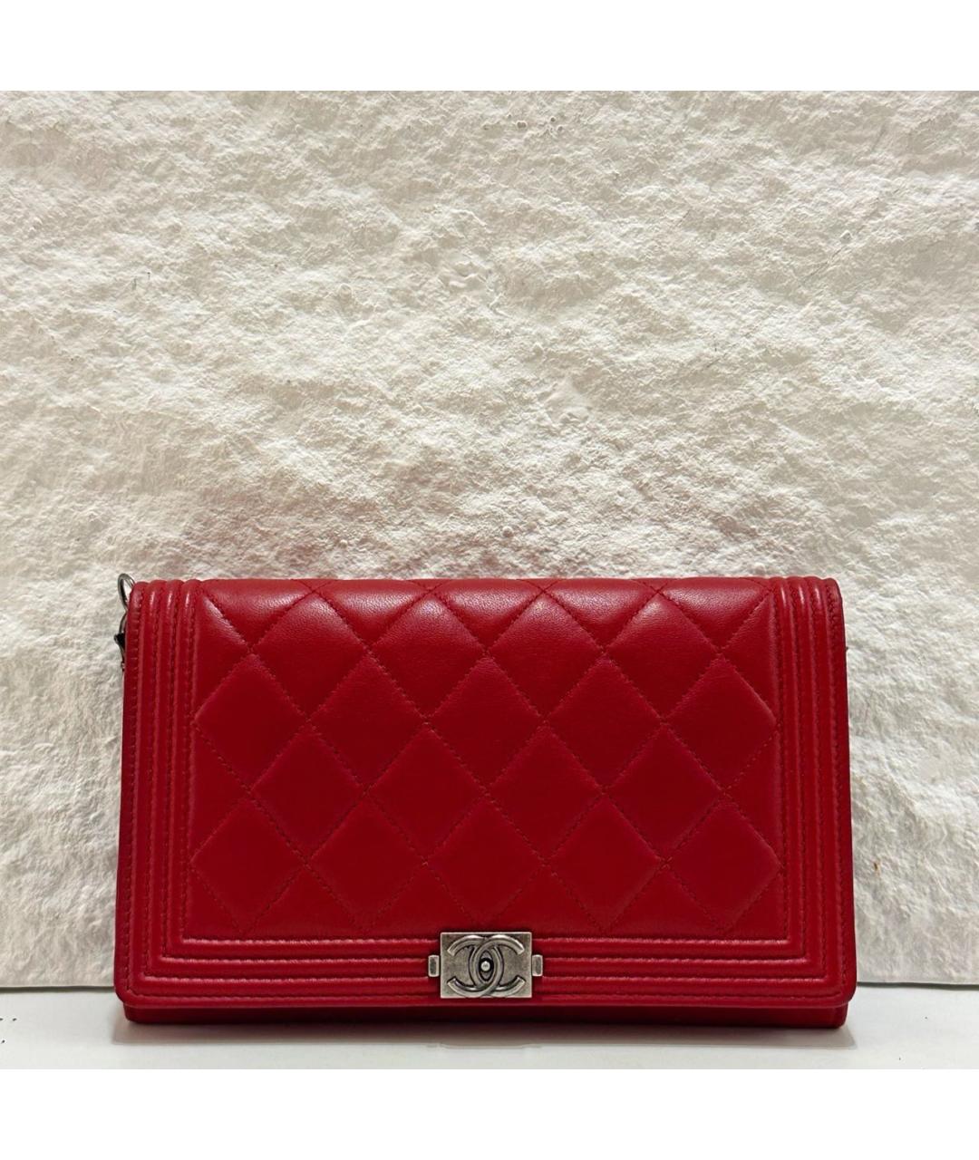 CHANEL Красная кожаная сумка через плечо, фото 8