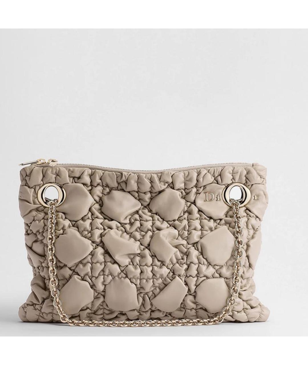 CHRISTIAN DIOR Бежевая кожаная сумка тоут, фото 5