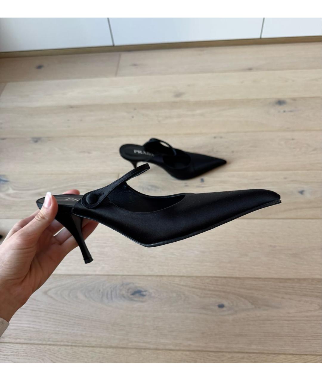 PRADA Черные лодочки на низком каблуке, фото 2