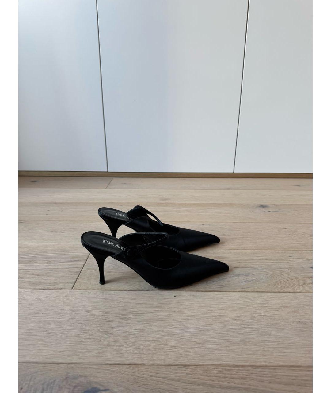 PRADA Черные лодочки на низком каблуке, фото 5