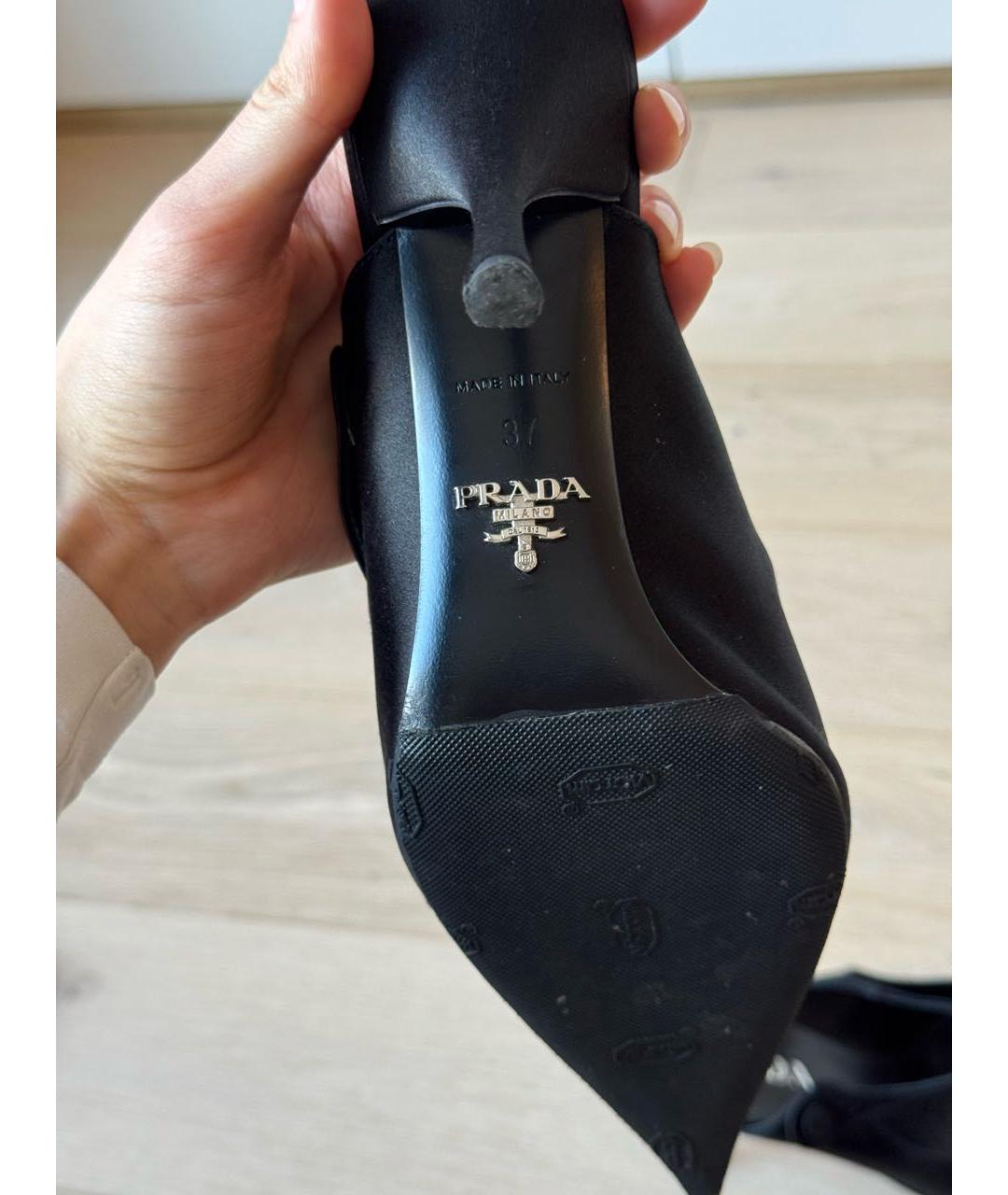 PRADA Черные лодочки на низком каблуке, фото 4