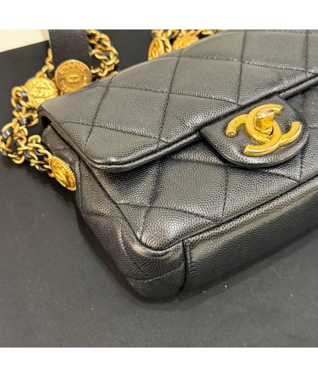 CHANEL Черная кожаная сумка через плечо, фото 6