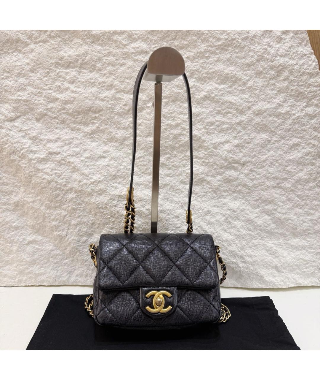CHANEL Черная кожаная сумка через плечо, фото 9