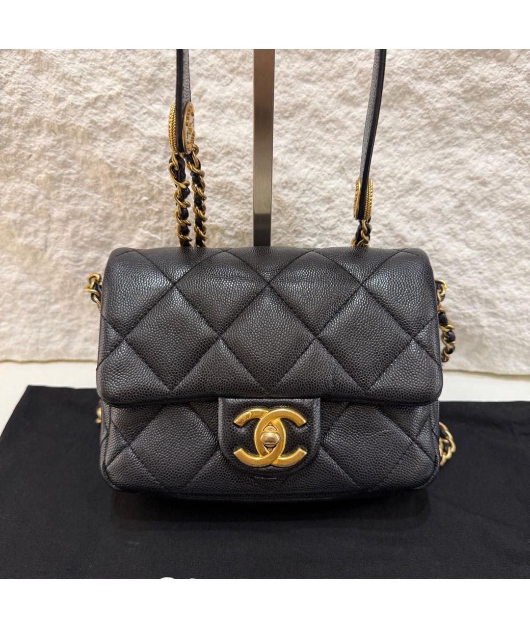 CHANEL Черная кожаная сумка через плечо, фото 4