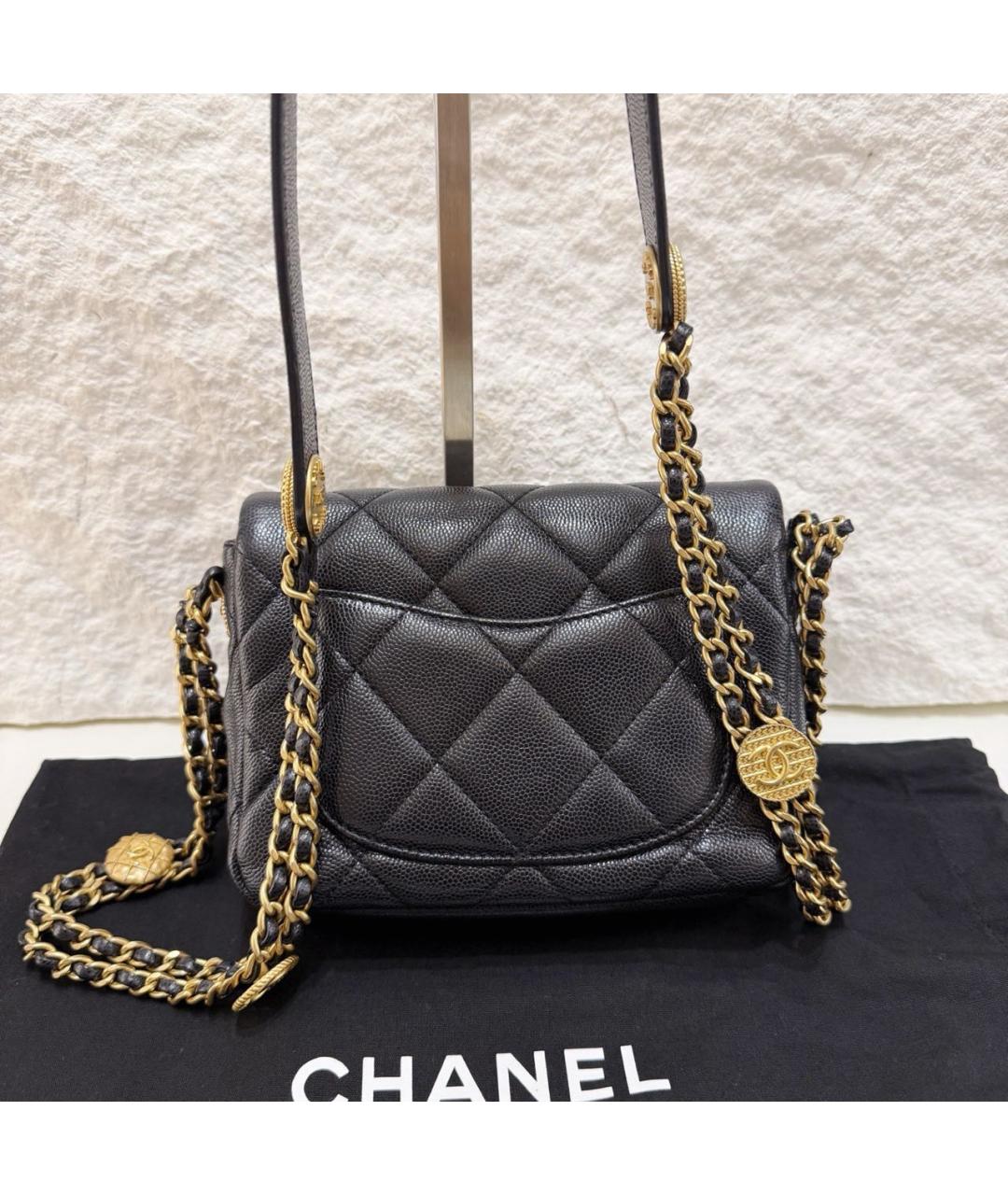 CHANEL Черная кожаная сумка через плечо, фото 5