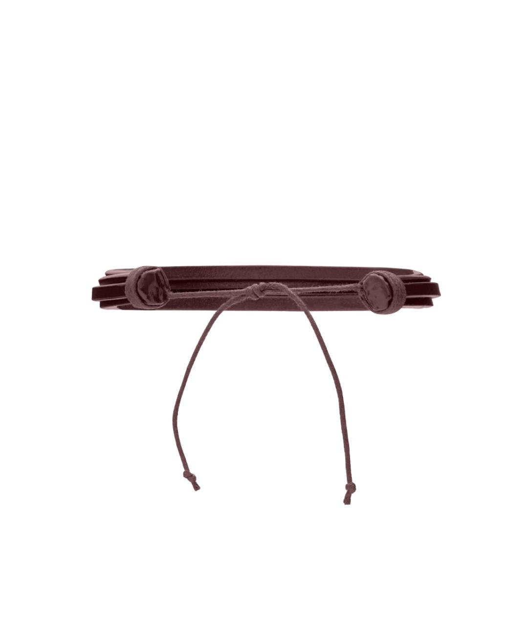 SAINT LAURENT Бордовый кожаный браслет, фото 2