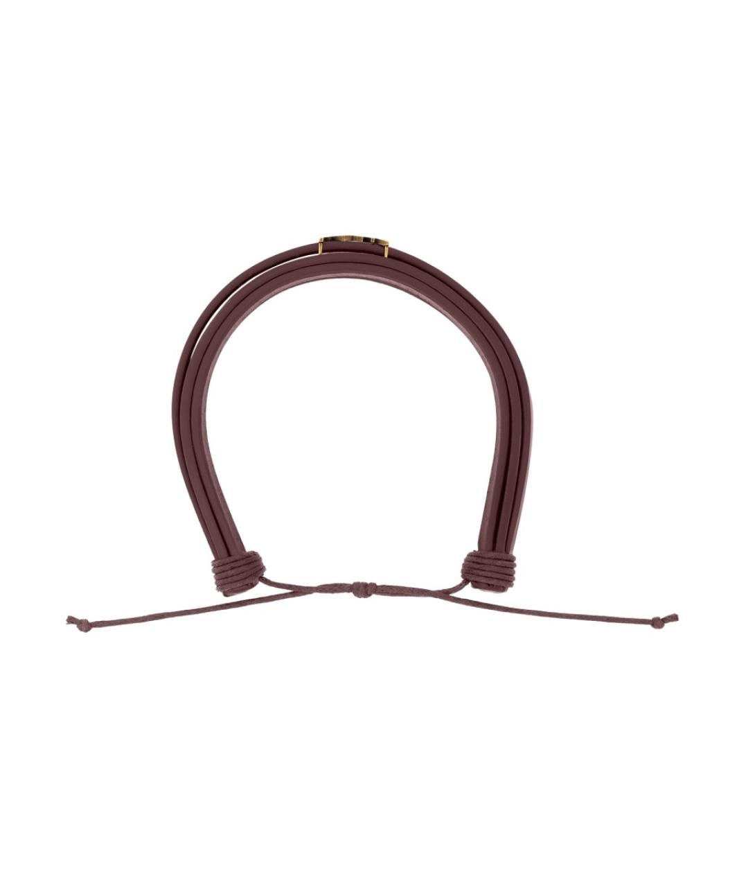 SAINT LAURENT Бордовый кожаный браслет, фото 3