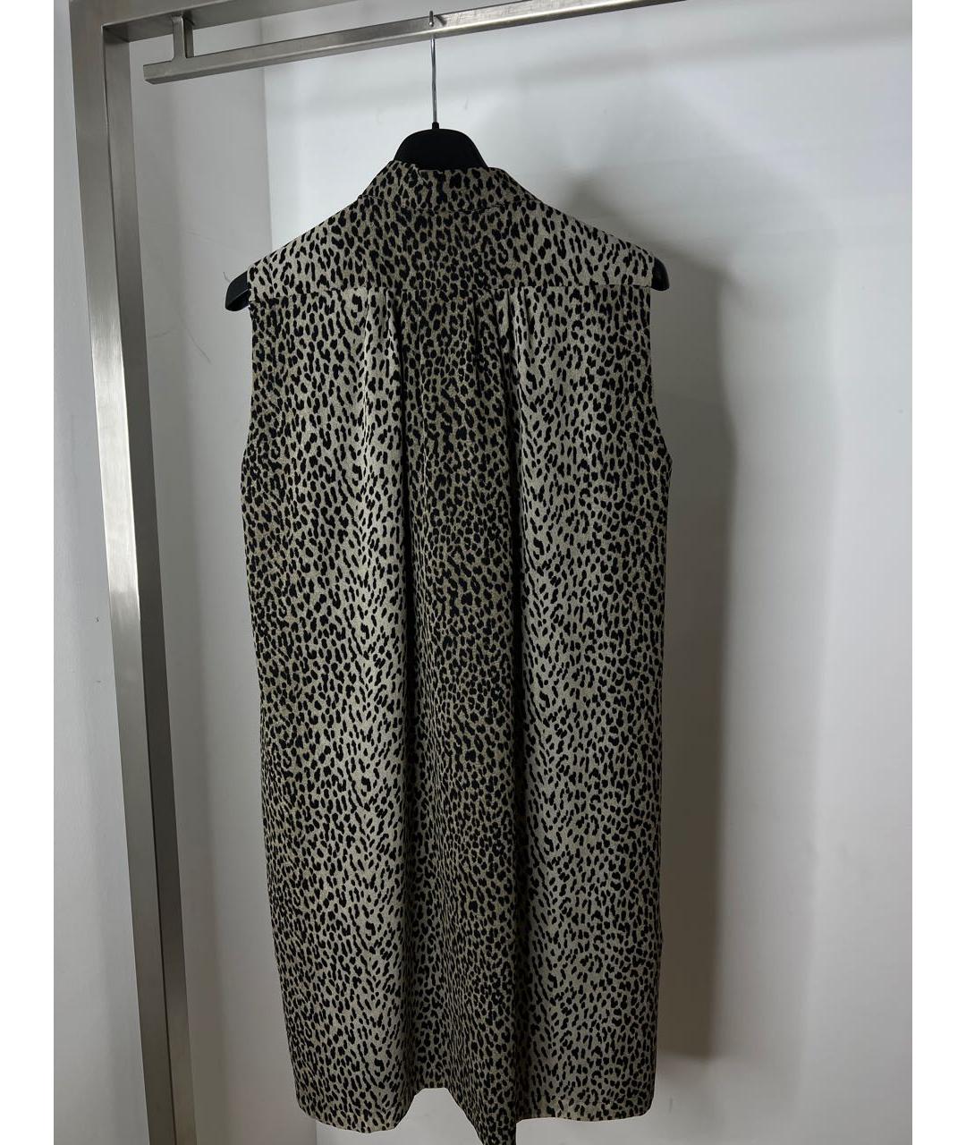 SAINT LAURENT Коричневое шелковое повседневное платье, фото 4