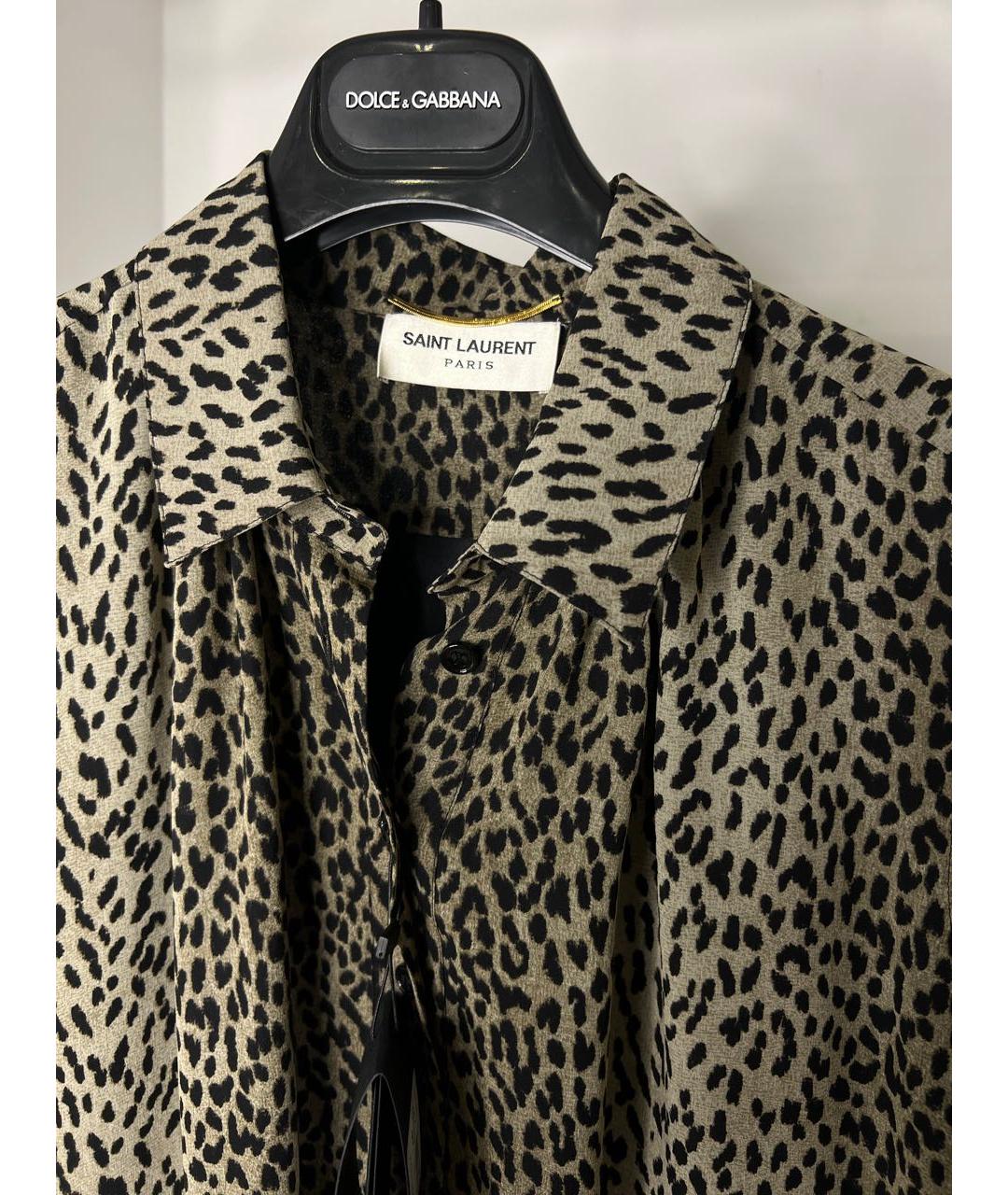 SAINT LAURENT Коричневое шелковое повседневное платье, фото 5