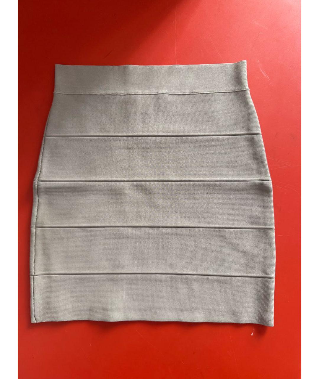 BCBG MAXAZRIA Бежевая вискозная юбка мини, фото 5