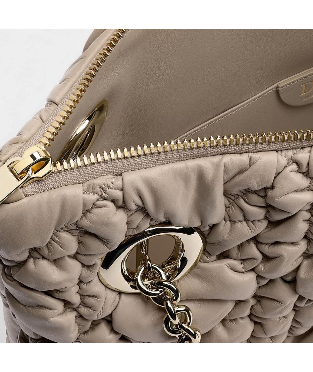 CHRISTIAN DIOR Бежевая кожаная сумка тоут, фото 2