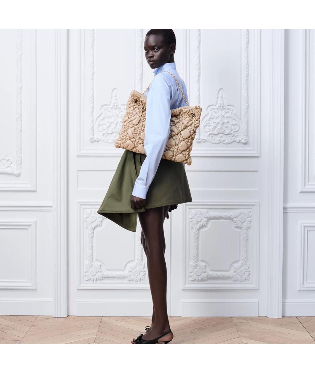 CHRISTIAN DIOR Бежевая кожаная сумка тоут, фото 3