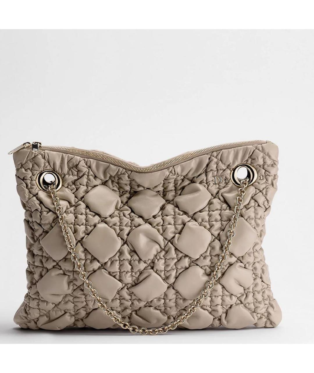 CHRISTIAN DIOR Бежевая кожаная сумка тоут, фото 5