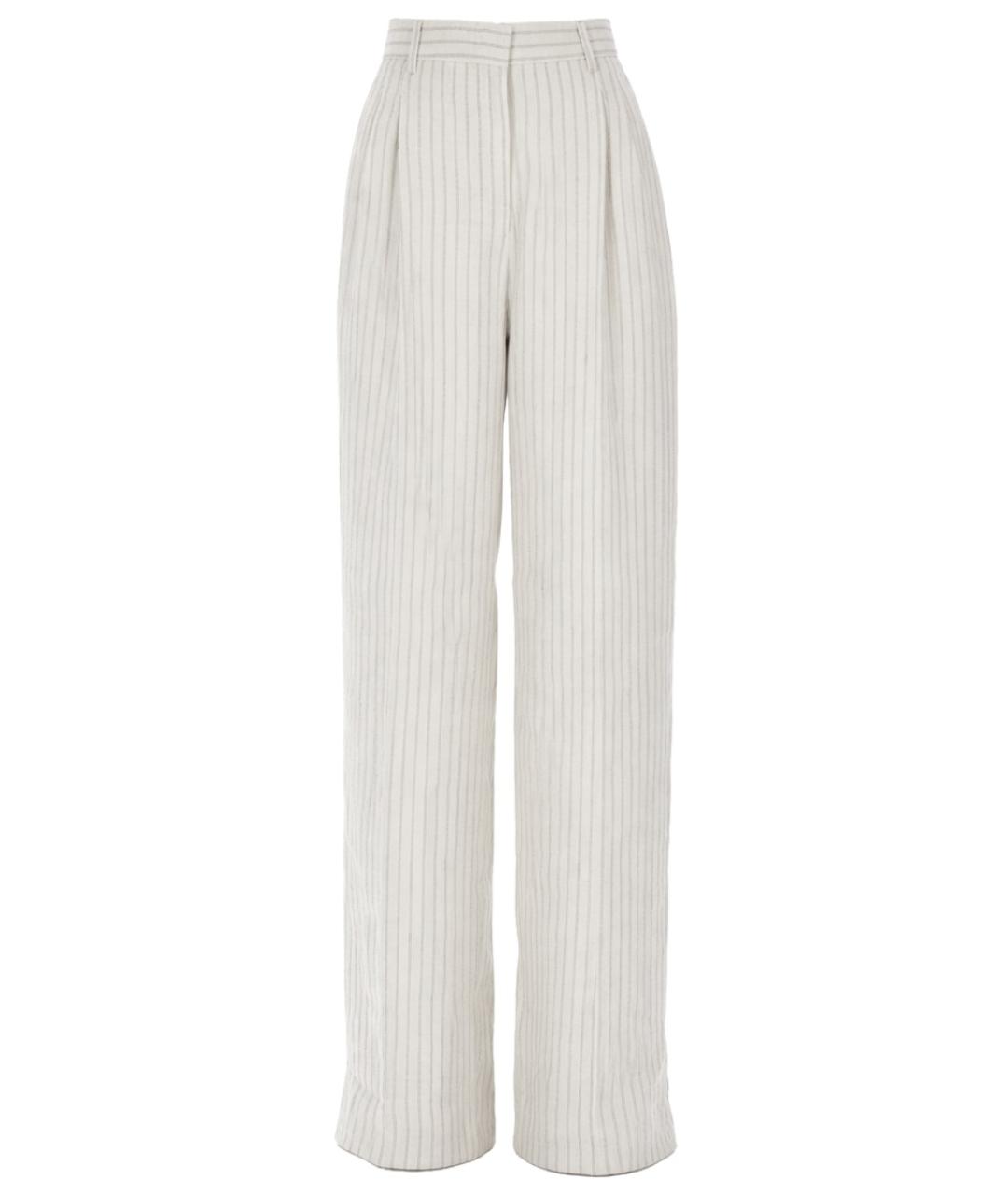 MAX MARA Белые льняные прямые брюки, фото 1