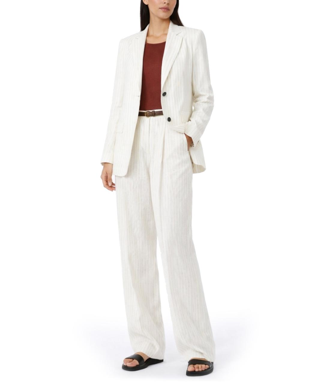 MAX MARA Белые льняные прямые брюки, фото 2