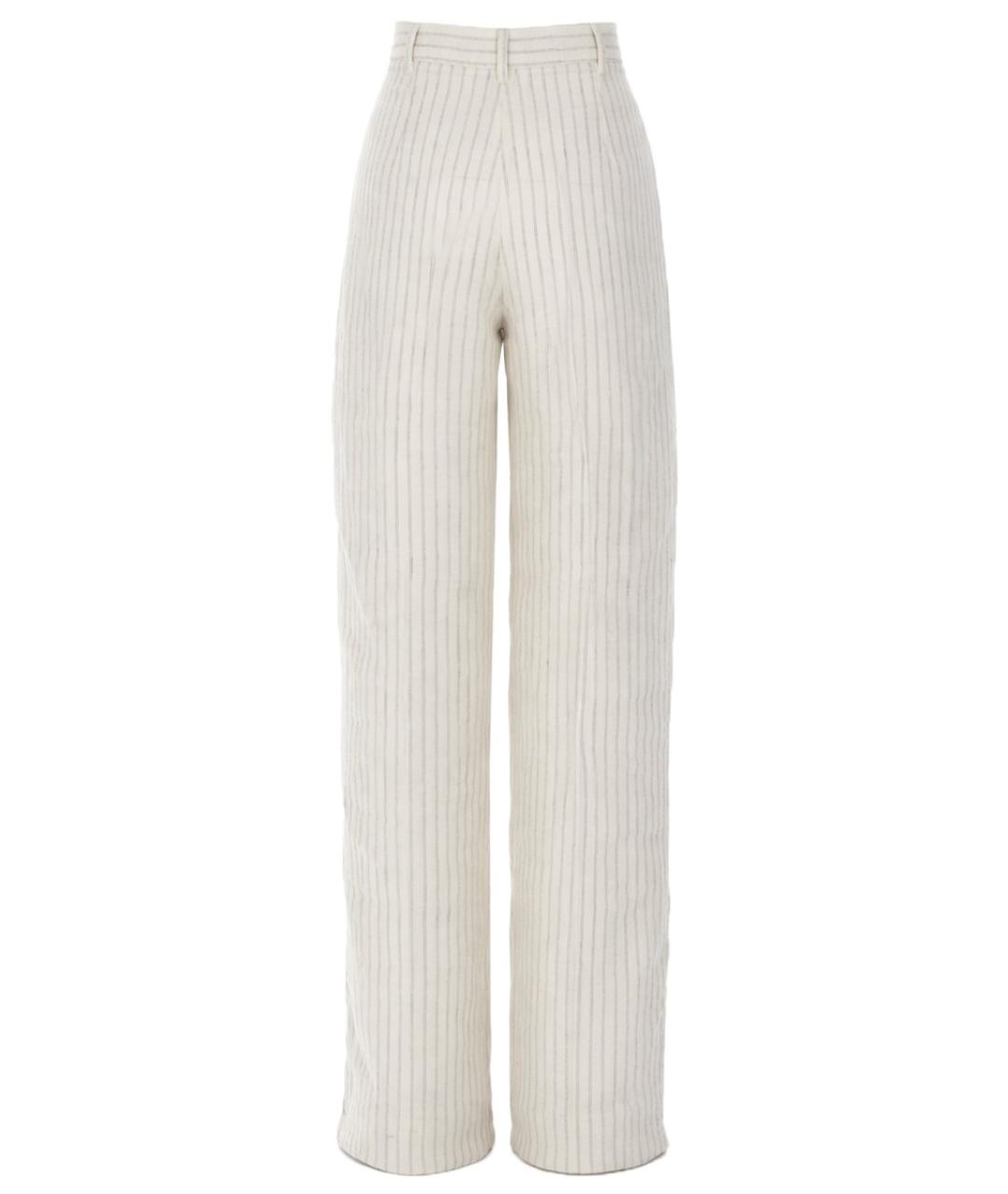 MAX MARA Белые льняные прямые брюки, фото 3