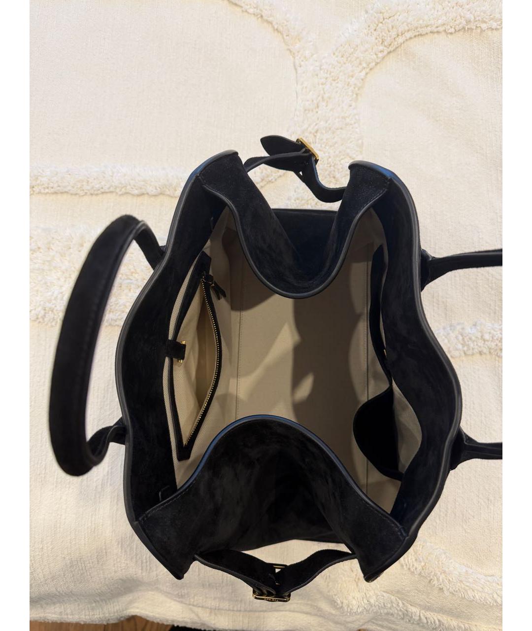 THE ROW Черная замшевая сумка с короткими ручками, фото 3