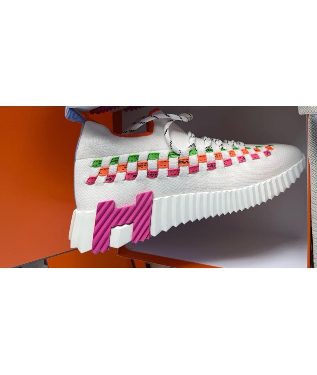 HERMES Белые текстильные кроссовки, фото 5