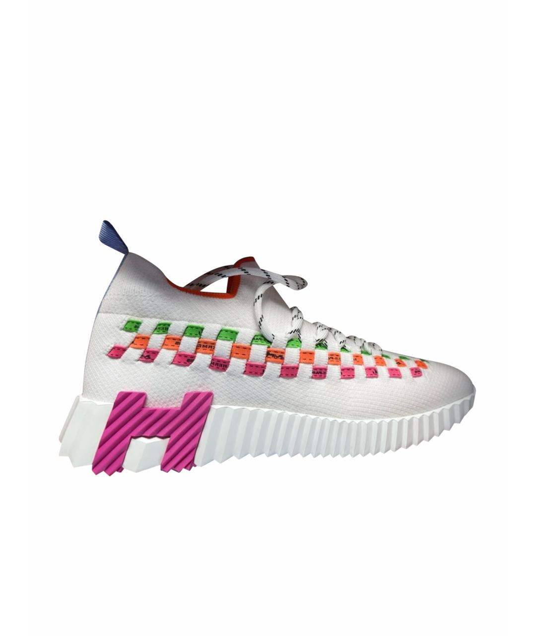 HERMES Белые текстильные кроссовки, фото 1