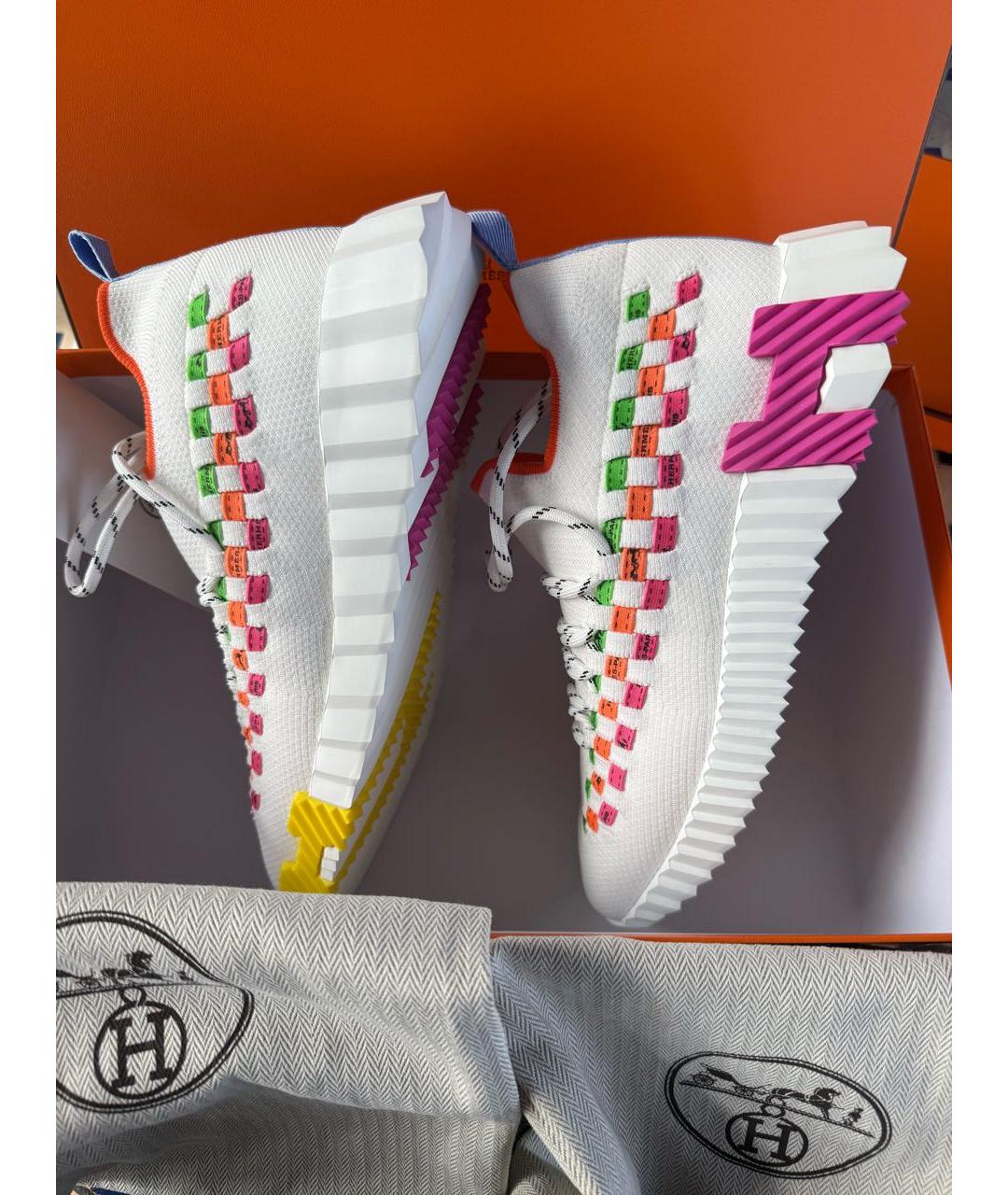 HERMES Белые текстильные кроссовки, фото 3