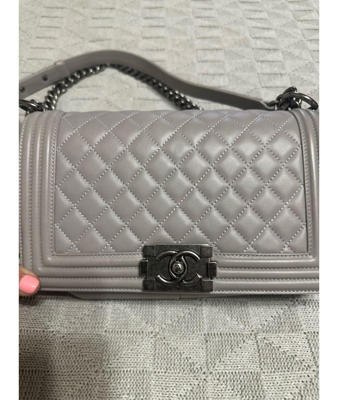 CHANEL Серая кожаная сумка через плечо, фото 5