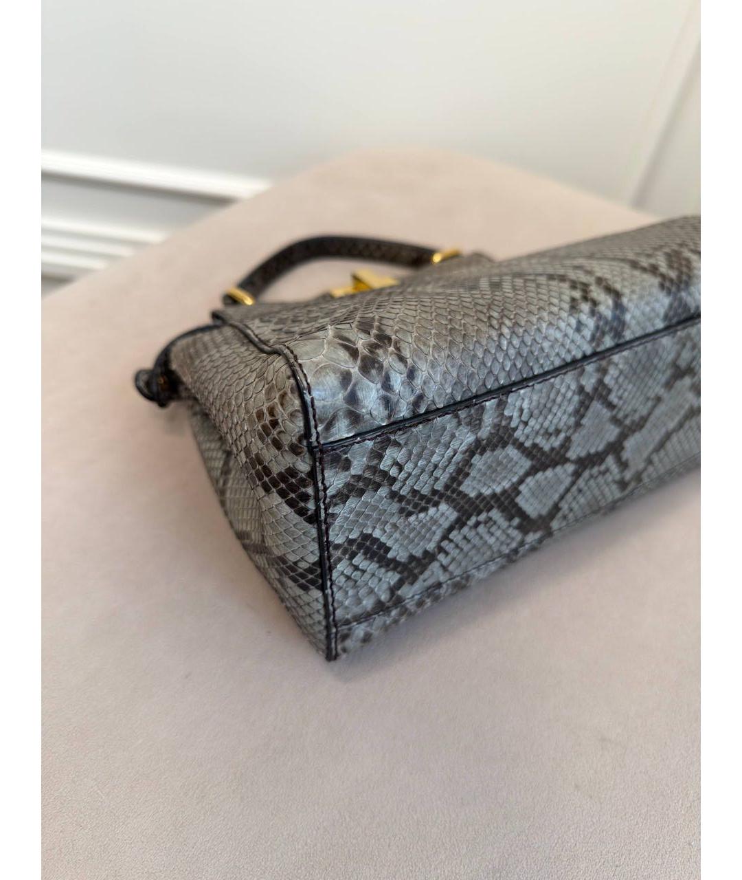 FENDI Бежевая сумка с короткими ручками из экзотической кожи, фото 4