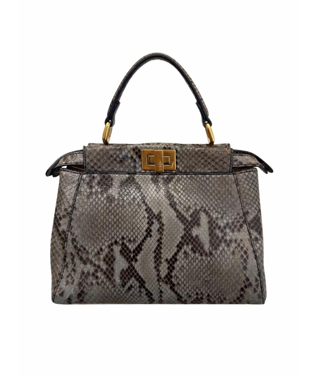 FENDI Бежевая сумка с короткими ручками из экзотической кожи, фото 1