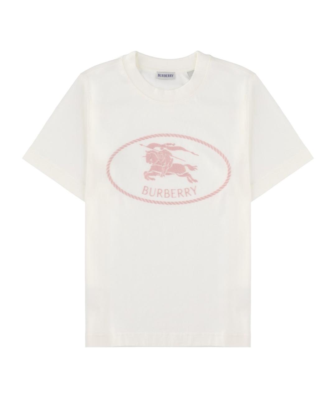 BURBERRY Белая хлопковая футболка, фото 1