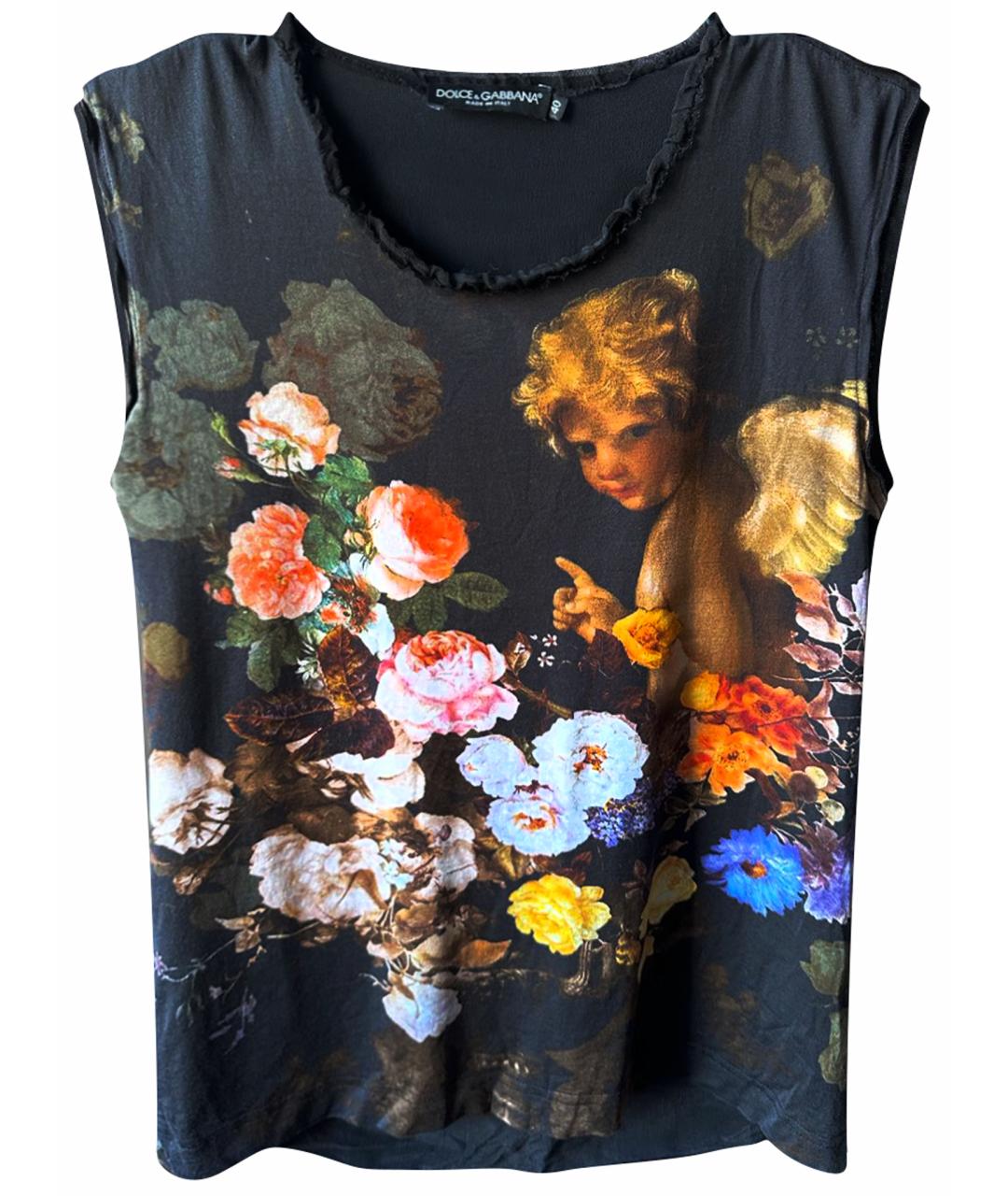 DOLCE&GABBANA Черная шелковая майка, фото 1