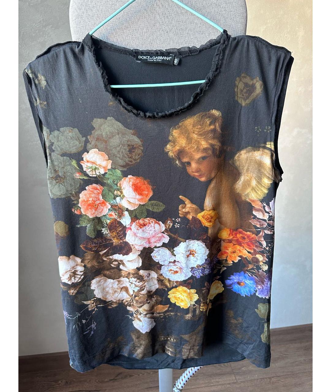 DOLCE&GABBANA Черная шелковая майка, фото 5