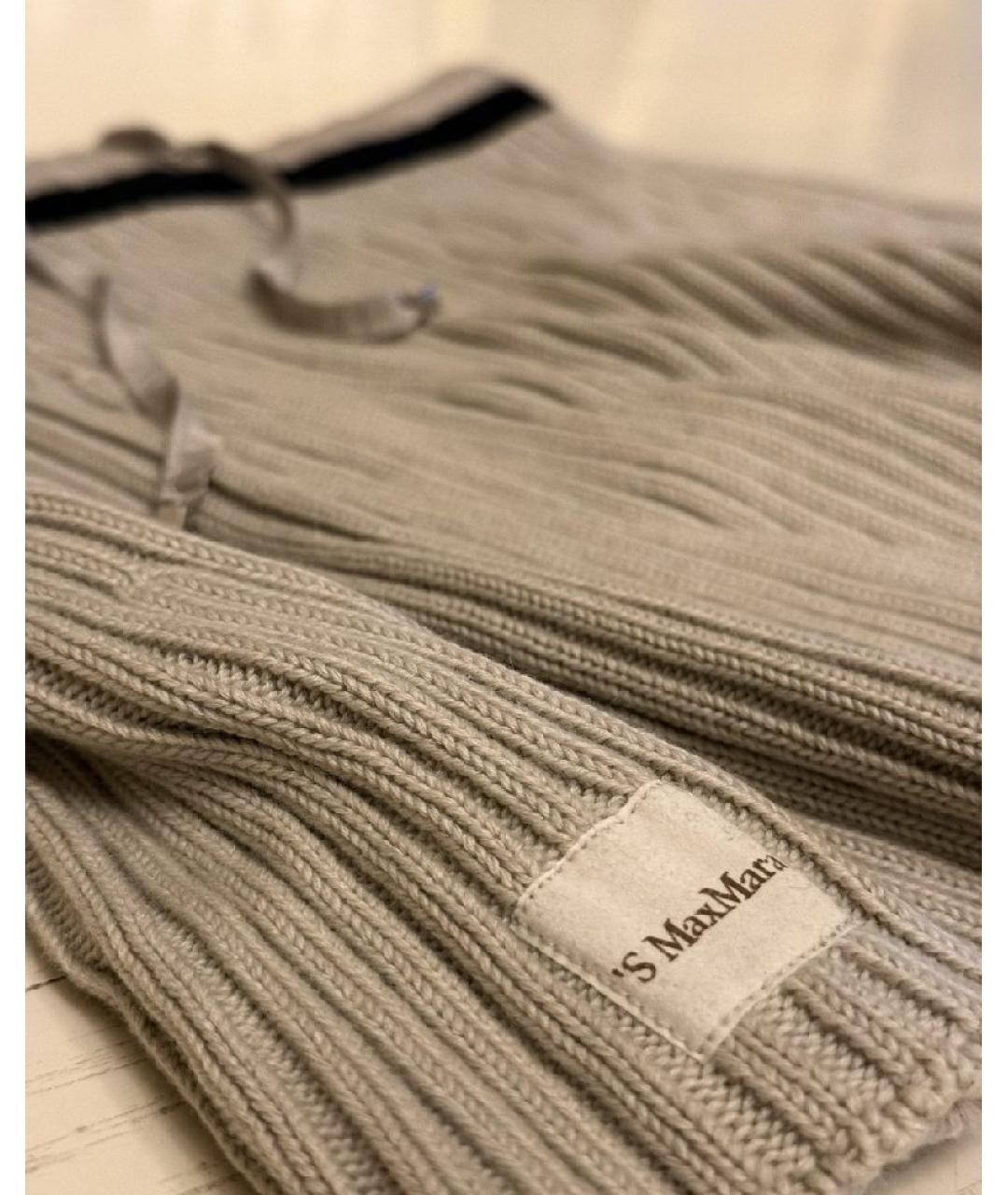 'S MAX MARA Серый шерстяной шарф, фото 4