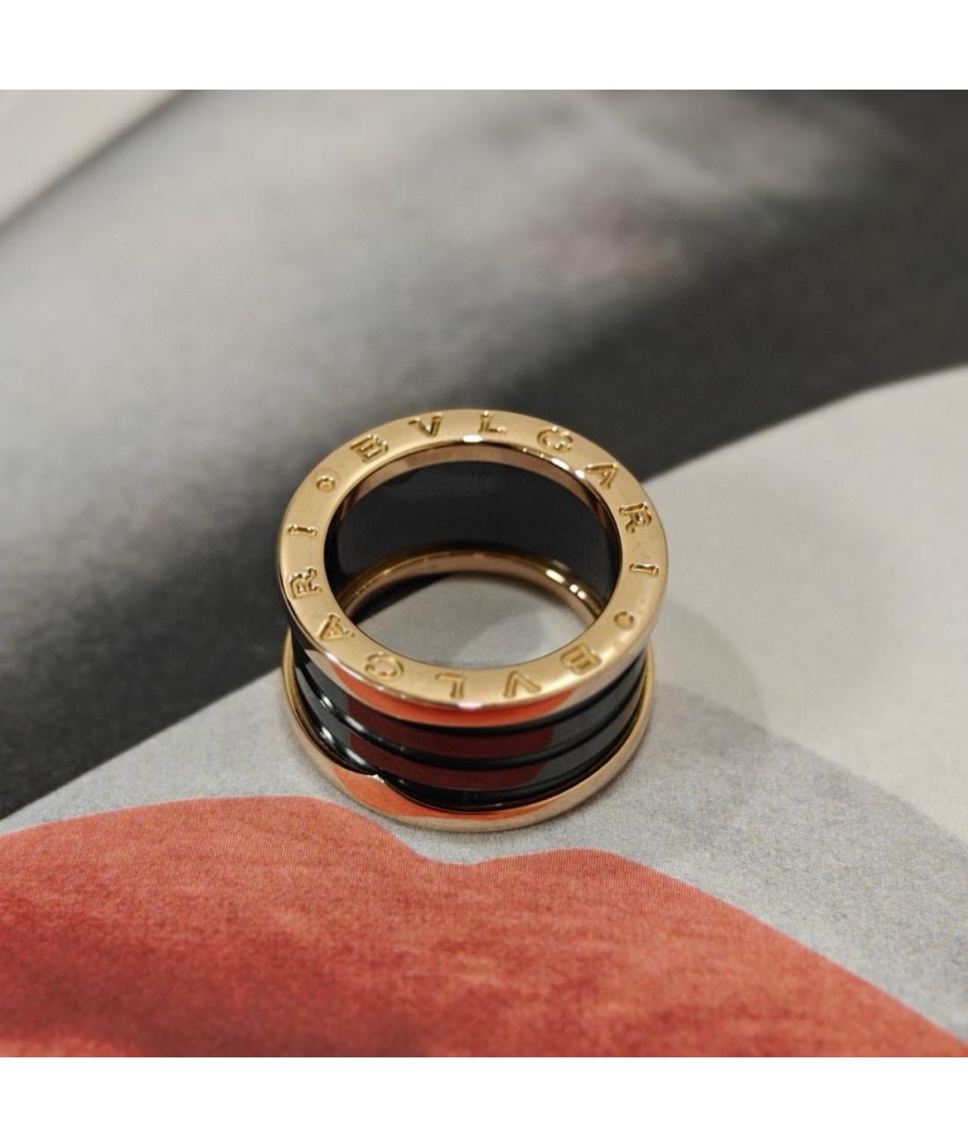BVLGARI Черное кольцо из розового золота, фото 4