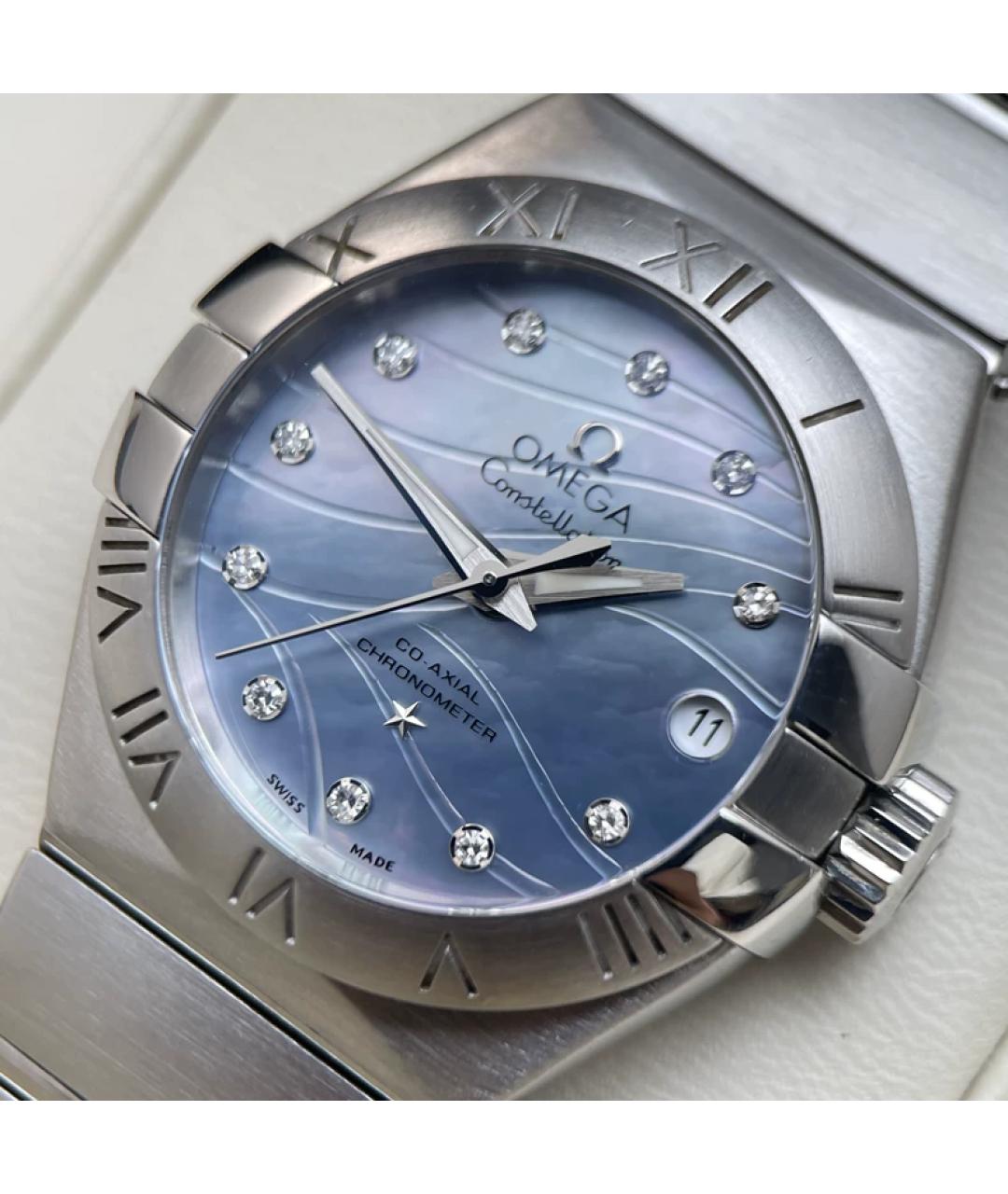 OMEGA Голубые металлические часы, фото 2