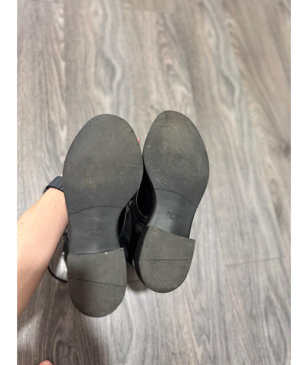 PRADA Черные кожаные ботинки, фото 7