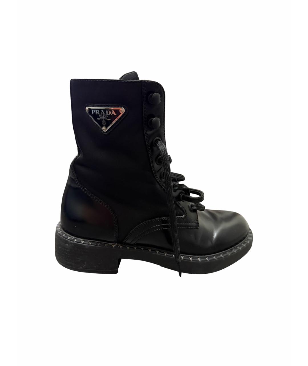 PRADA Черные кожаные ботинки, фото 1