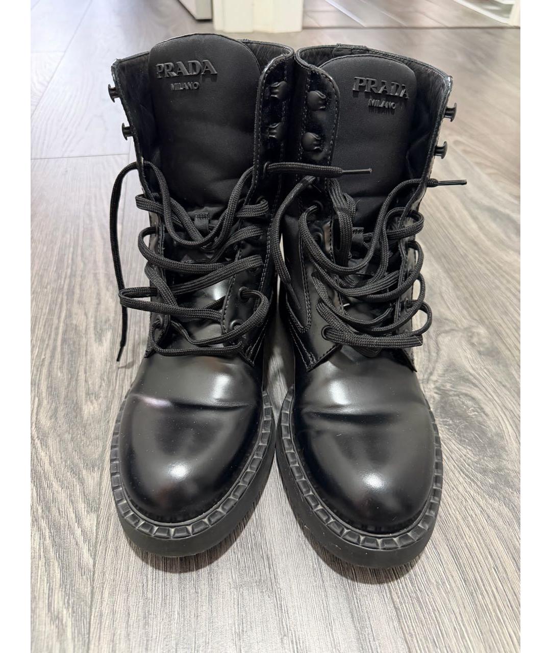 PRADA Черные кожаные ботинки, фото 2