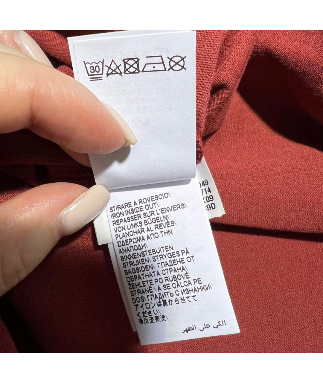 BRUNELLO CUCINELLI Бордовая хлопковая футболка, фото 5