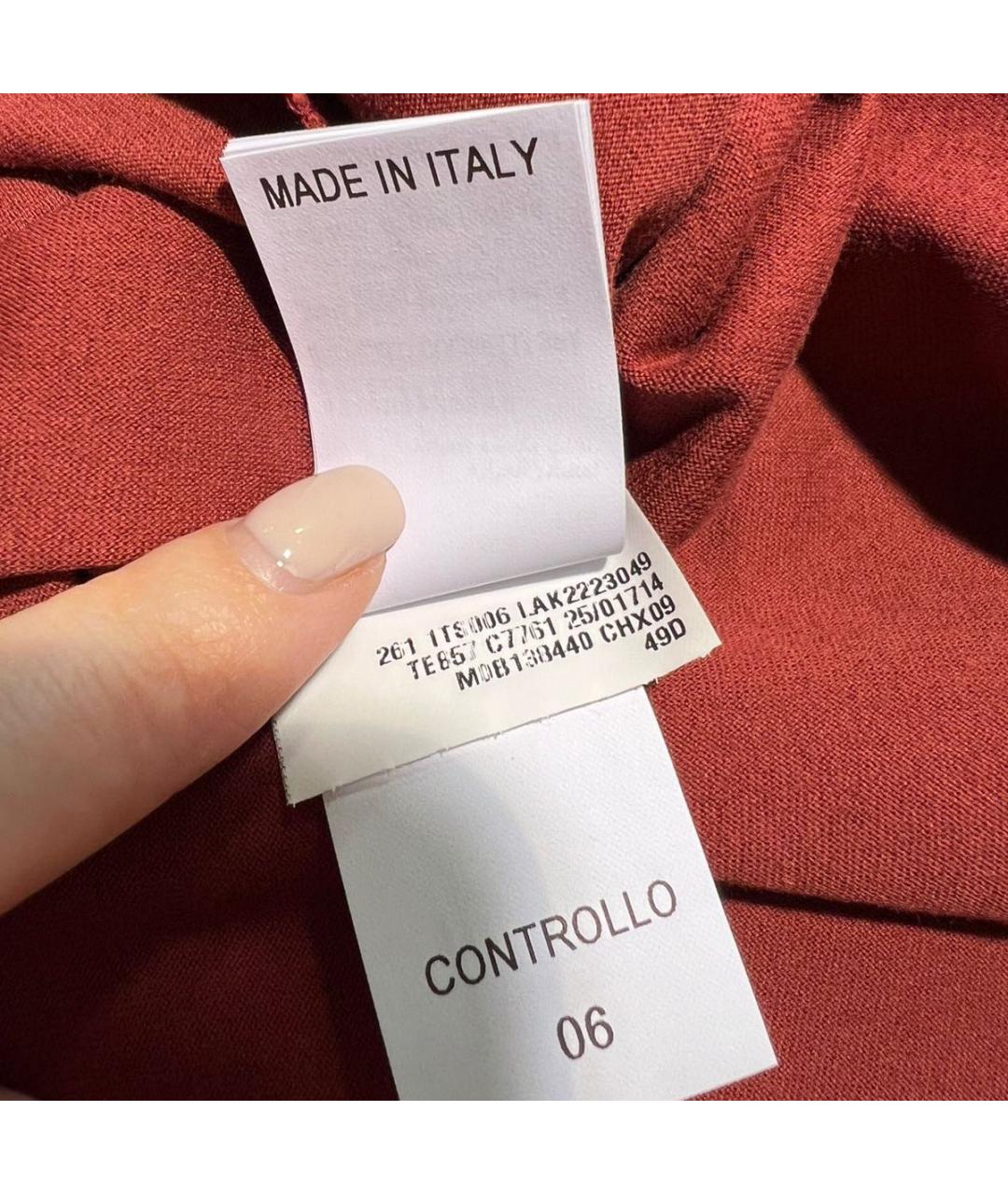 BRUNELLO CUCINELLI Бордовая хлопковая футболка, фото 4
