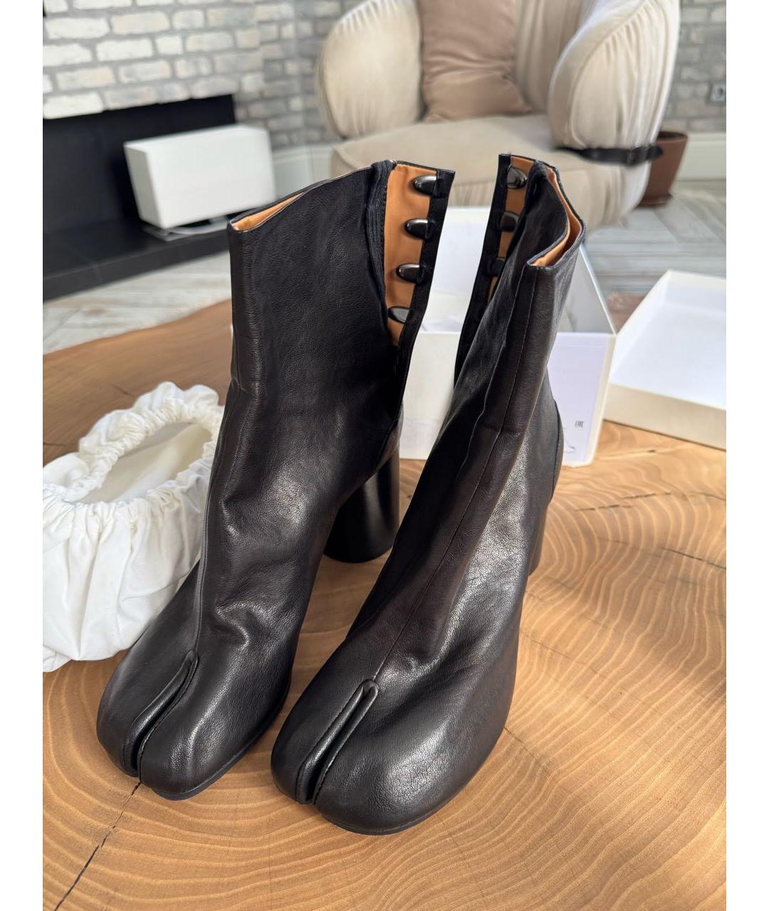 MAISON MARGIELA Черные кожаные ботильоны, фото 2