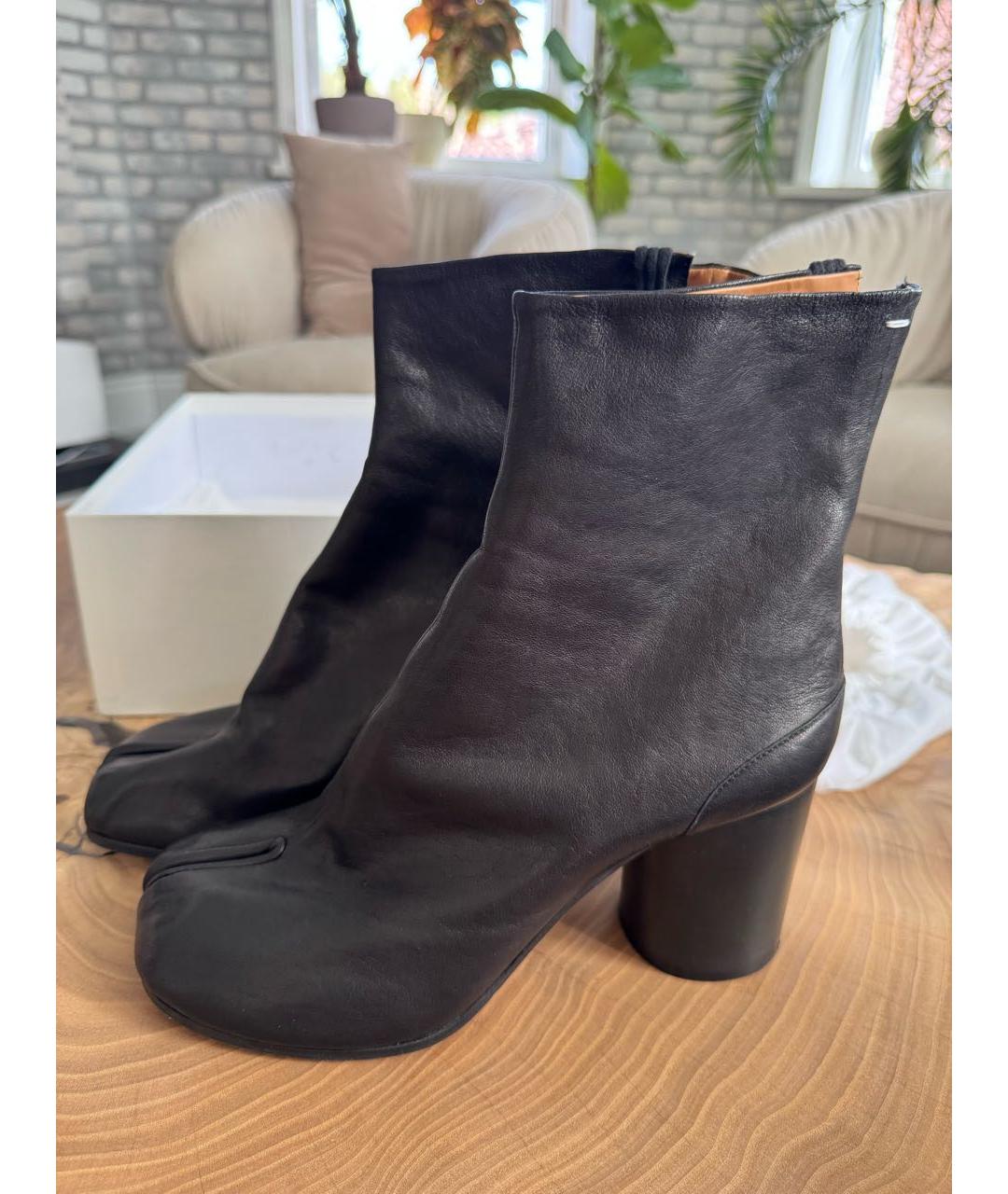 MAISON MARGIELA Черные кожаные ботильоны, фото 4