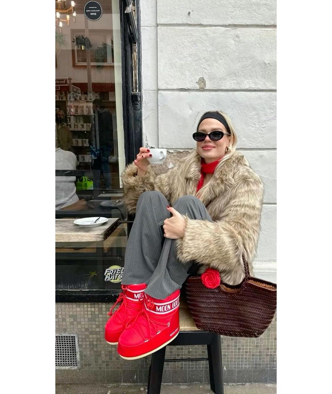 MOON BOOT Красные текстильные ботинки, фото 6