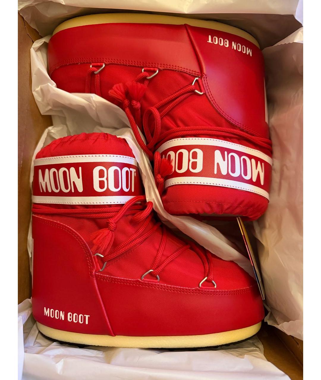 MOON BOOT Красные текстильные ботинки, фото 5