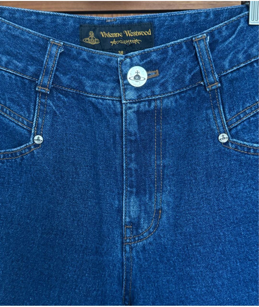 VIVIENNE WESTWOOD Синие хлопковые прямые джинсы, фото 3